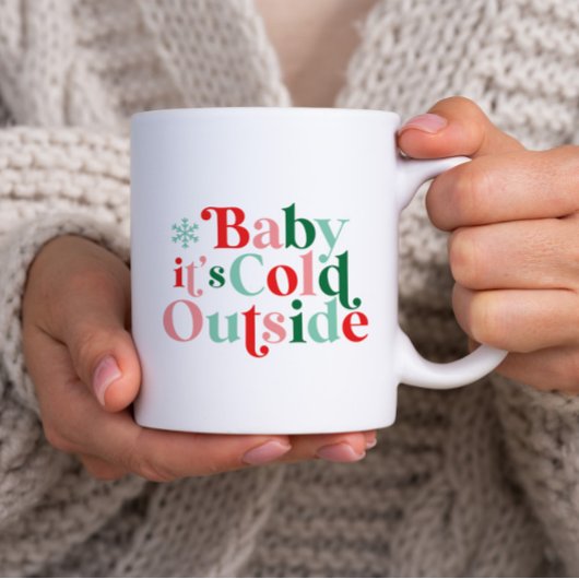 Modern Font Boho Baby Het is koud buiten Kerstmis Tweekleurige Koffiemok