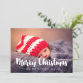 Modern Font Classic Vrolijke Kerstfoto Feestdagenkaart (Staand voorkant)