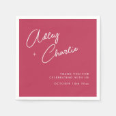 Modern Font Magenta Couples Names Wedding Napkins Servet (Voorkant)