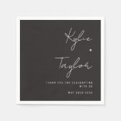 Modern Font Muted Black Couples Names Wedding Servet (Voorkant)
