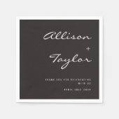 Modern Font Muted Black Couples Names Wedding Servet (Voorkant)
