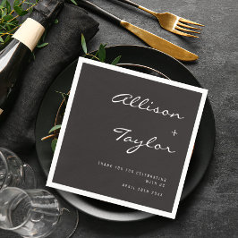 Modern Font Muted Black Couples Names Wedding Servet