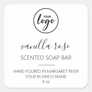 Modern Font White Scented Soap Bar-Logo Vierkante Sticker