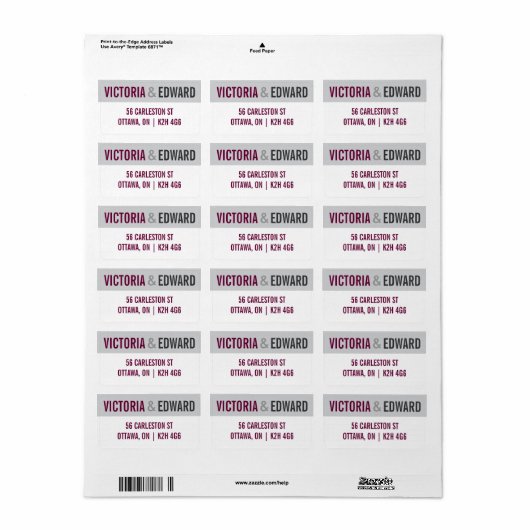 Modern Fonts trouwlabel Etiket (Full Sheet)