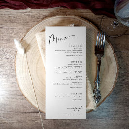 Modern Food Course Dinner Black and White Wedding Menu