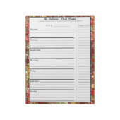 Modern Food Meal Planner - Burgundy Chintz Floral Notitieblok (Linkerzijde)
