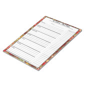 Modern Food Meal Planner - Burgundy Chintz Floral Notitieblok (Schuin)