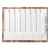 Modern Food Meal Planner - Burgundy Chintz Floral Notitieblok (Voorkant)