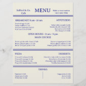 Modern Food Restaurant Cafe Menu Card (Voorkant)