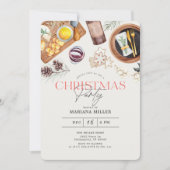 Modern Food Wijn Kerstmis Groen Vakantie Party Kaart (Voorkant)