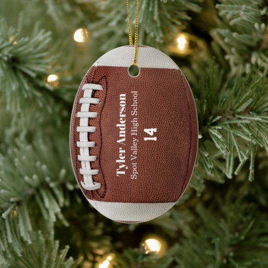 Modern Football Naam School en spelersnummer Keramisch Ornament (Boom)