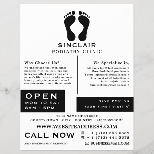 Modern Footprint, Podiatry Clinic, Podiatrist Flyer (Voorkant)