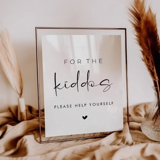 Modern For the Kiddos Wedding Kids Table Sign Poster