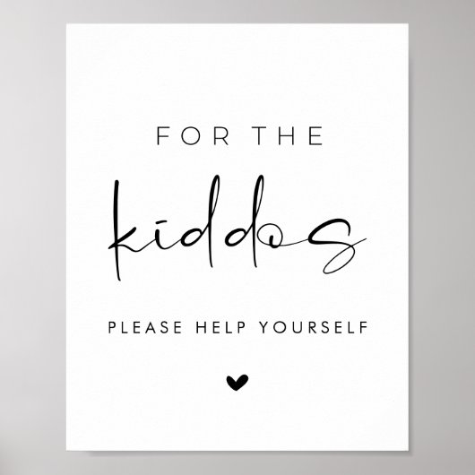 Modern For the Kiddos Wedding Kids Table Sign Poster (Voorkant)