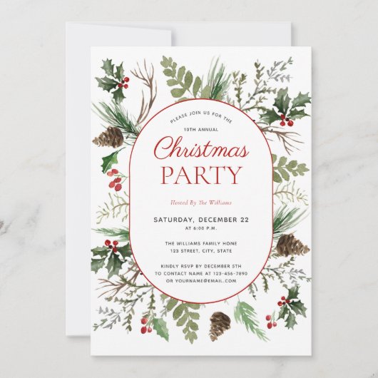 Modern Forest Berry Pinecone kerst Kaart (Voorkant)