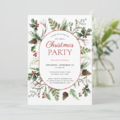 Modern Forest Berry Pinecone kerst Kaart (Staand voorkant)