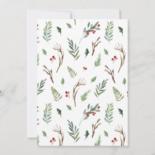 Modern Forest Berry Pinecone kerst Kaart (Achterkant)