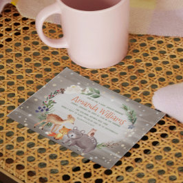 Modern Forest Friends Berries Cotton Baby shower Kaart