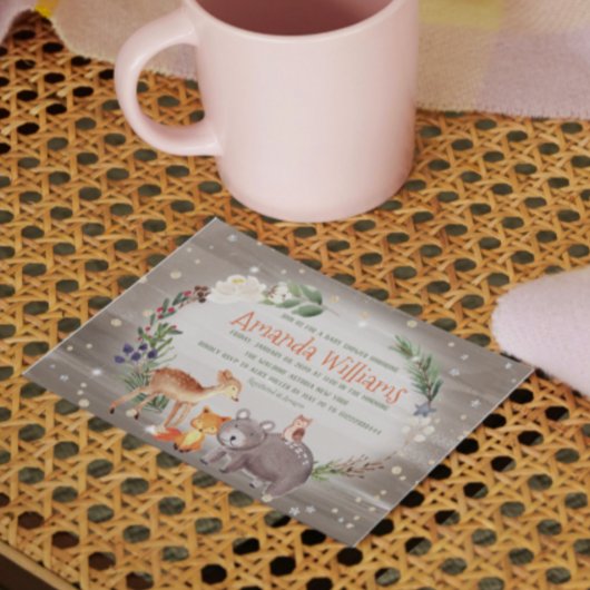 Modern Forest Friends Berries Cotton Baby shower Kaart