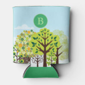 Modern Forest Garden Art Green Natuur Monogram Blikjeskoeler (Voorkant)