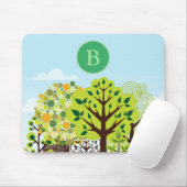 Modern Forest Garden Art Green Natuur Monogram Muismat (Met muis)