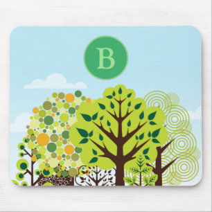 Modern Forest Garden Art Green Natuur Monogram Muismat