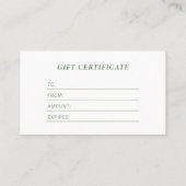Modern Forest Green Business Logo Cadeaubon Visitekaartje (Achterkant)