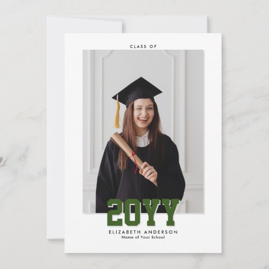 Modern Forest Green Class van 2024 Afstuderen Foto Aankondiging (Voorkant)