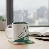 Modern Forest Green & Cream Signature Monogram Tweekleurige Koffiemok