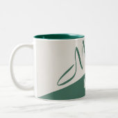 Modern Forest Green & Cream Signature Monogram Tweekleurige Koffiemok (Links)