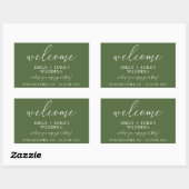 Modern Forest Green Custom Wedding Welkom Rechthoekige Sticker (Vel)