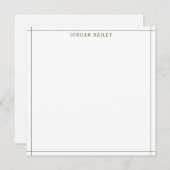 Modern Forest Green Geometric Stationery Square Notitiekaartje (Voorkant / Achterkant)