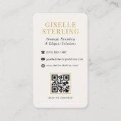 Modern Forest Green Gold Monogram QR-code Visitekaartje (Achterkant)