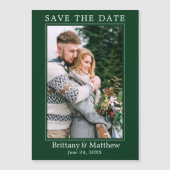 Modern Forest Green Magnetic Save the Date (Voorkant)