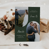 Modern Forest Green Photo Arch Wedding Save The Date