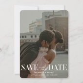 Modern Forest Green Photo Wedding Save Date Kaart (Voorkant)
