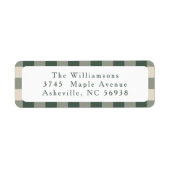 Modern Forest Green Plaid Christmas retouradres Etiket (Voorkant)