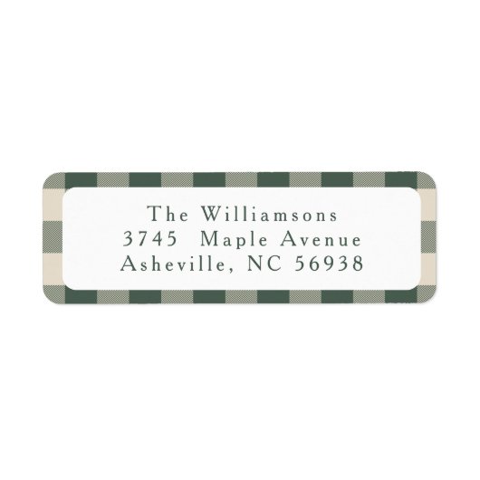 Modern Forest Green Plaid Christmas retouradres Etiket (Voorkant)