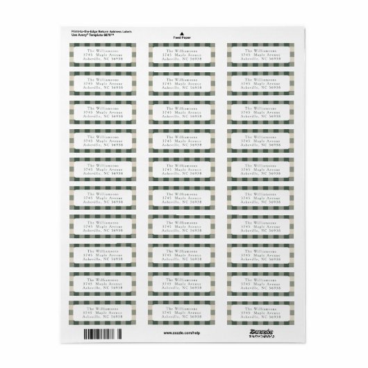 Modern Forest Green Plaid Christmas retouradres Etiket (Full Sheet)