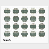 Modern Forest Green Plaid Christmas retouradres Ronde Sticker (Vel)