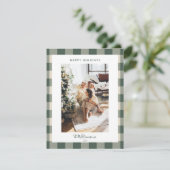 Modern Forest Green Pset Rustic Foto Kerstmis Feestdagenkaart (Staand voorkant)