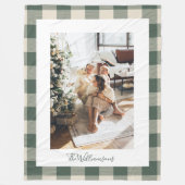 Modern Forest Green Pset Rustic Foto Kerstmis Fleece Deken (Voorkant)