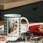 Modern Forest Green Pset Rustic Foto Kerstmis Grote Koffiekop<br><div class="desc">Aangepaste Moderne Forest Green Pset Rustic Mok voor kerstfeestdag Jumbo</div>