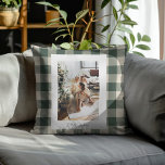 Modern Forest Green Pset Rustic Foto Kerstmis Kussen<br><div class="desc">Modern Forest Green Pset Rustic Sierkussen met kerstfeestdag</div>