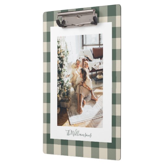 Modern Forest Green Pset Rustic Photo Custom Klembord (Links)