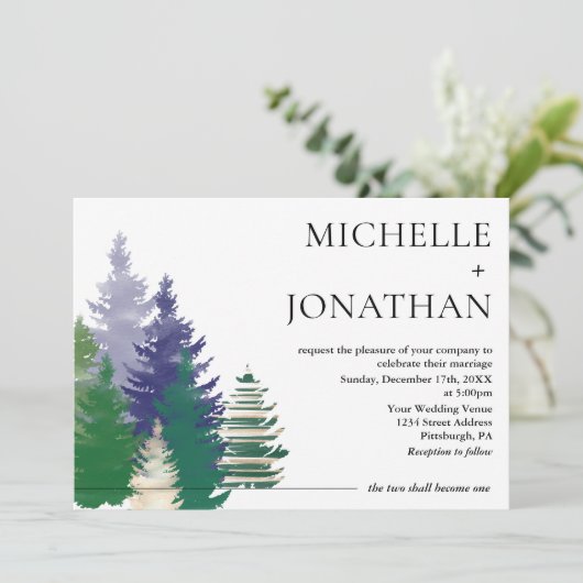 Modern Forest Green Rustic Christelijk Wedding Kaart (Staand voorkant)