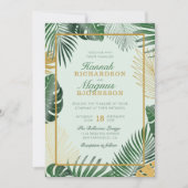 Modern Forest Green Tropical Leaves Modern Wedding Kaart (Voorkant)
