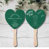 Modern Forest Green Wedding Program Hand Fan Handwaaier