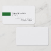 Modern Forest Green White Minimalist Plain Visitekaartje (Voorkant / Achterkant)