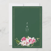 Modern Forest Groen Roze Goud Bloemen Bruiloft Kaart (Achterkant)